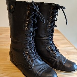 Black Madden Girl Combat Boots, Size 8